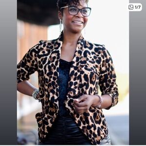 Cheetah leopard animal Print Shawl Collar Blazer
